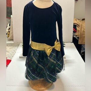 Bonnie Jean Navy and Gold Plaid Costume Dress